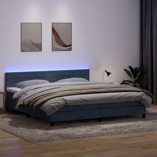 vidaXL Box spring postelja z vzmetnico temno siva 180x210 cm žamet Cene