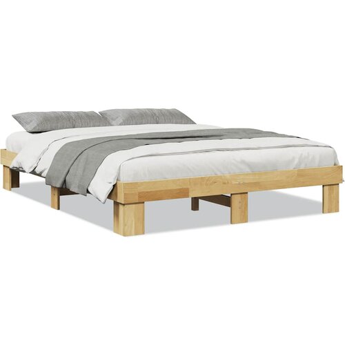 Maison Chic Posteljni okvir - Dvoposteljna postelja - Zakonska postelja brez vzmetnice 140x200 cm masivni les hrast-J10799, (21777104) Cene