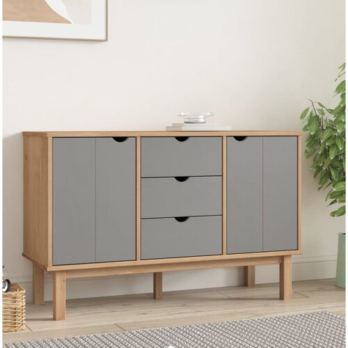 VidaXL Komoda smeđe-siva 113,5 x 43 x 73 cm od masivne borovine Slike
