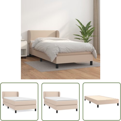 The Living Store Box spring postelja z vzmetnico kapučino 80x200 cm umetno usnje - Box Spring Postelja, (21737556) Cene