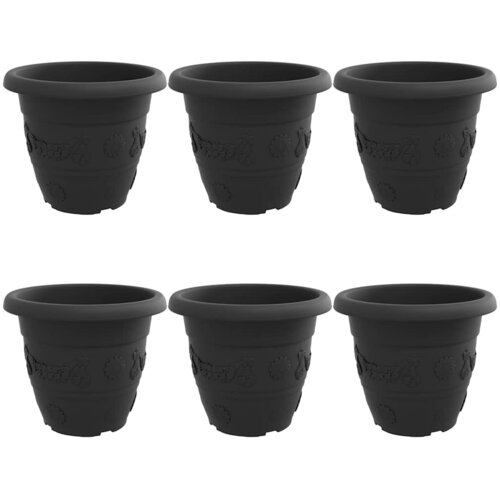  Okrugla saksija za cveće 6 pcs Crna &amp;Oslash; 39 x 32 cm Plastika Slike
