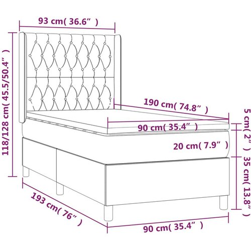 vidaXL Box spring postelja z vzmetnico LED krem 90x190 cm bl Cene