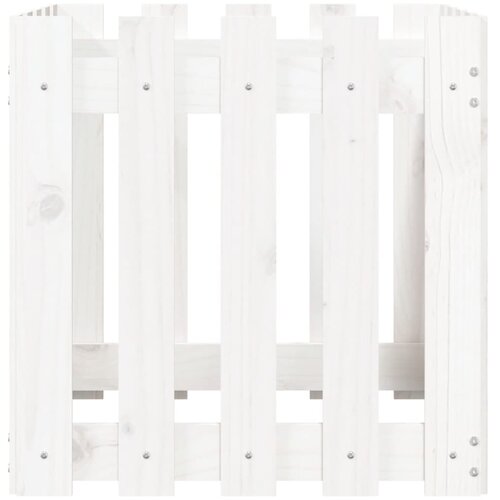 VidaXL Vrtna sadilica s izgledom ograde bijela 50x50x50 cm od borovine Slike