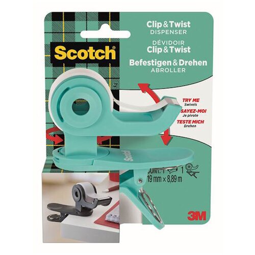 3m držalo za lepilni trak C19 clip&amp;amp;amp;twist, turkizno Slike