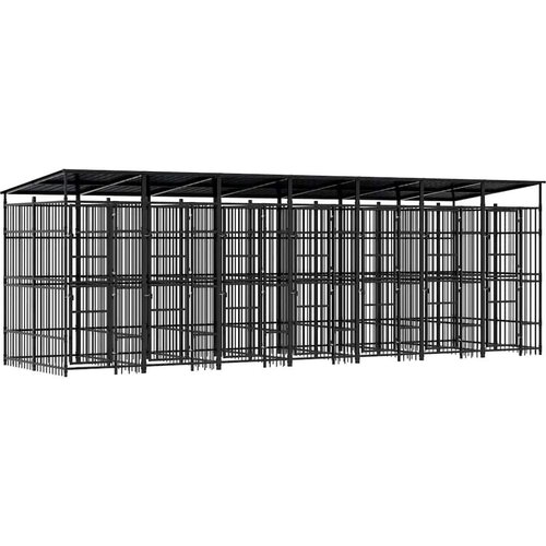 vidaXL Zunanji pasji boks s streho jeklo 12,9 m&sup2; Cene
