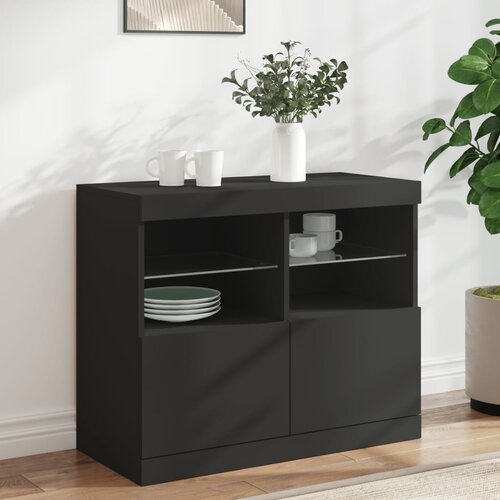  The Living Store Komoda z LED lučkami črna 81x37x67 cm - Komoda, (21448448) Cene