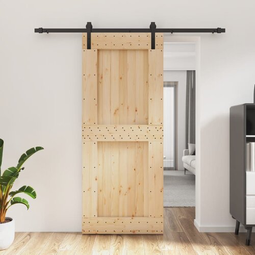 VidaXL Klizna vrata s priborom za montažu 85 x 210 cm masivna borovina Slike