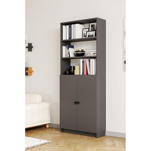 Hanah home polica za knjige Bili5 Shelf 2 Lid, 80 cm, antracit Cene