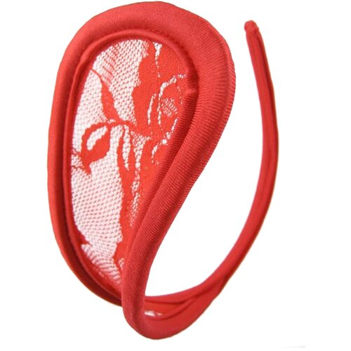 SuperLove Invisible Strapless C String Transparent Floral Lace Red Slike