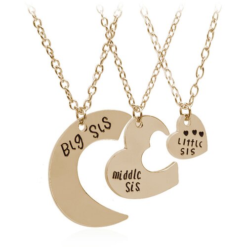 INF Ogrlica za sestre &amp;quot;Big sis&amp;quot;, &amp;quot;Middle sis&amp;quot; in &amp;quot;Little sis&amp;quot; 3 delna Gold, (21237775) Slike