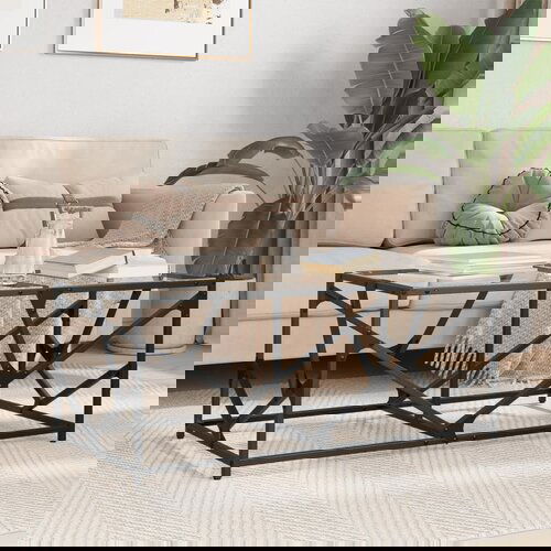 vidaXL Stolić s prozirnom staklenom površinom 98,5x50x41 cm čelik Cijene