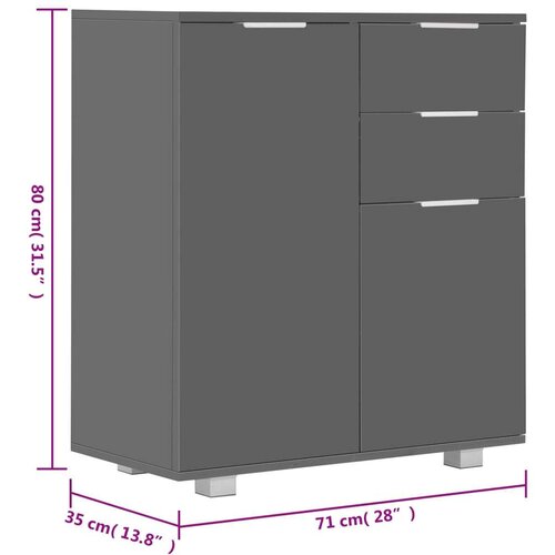  Komoda visoki sjaj siva 71x35x80 cm od iverice Slike