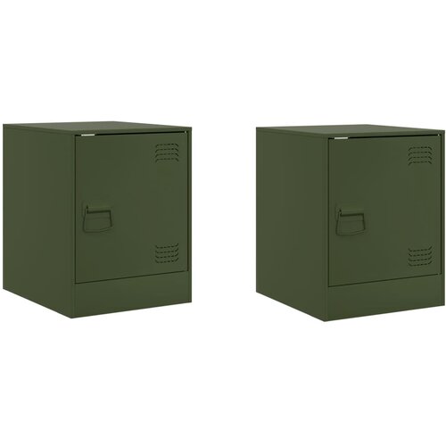 Maison Chic Dvo delni komplet Nočne omarice - Nočne mize olivno zelena 34,5x39x44 cm jeklo, (21688382) Cene