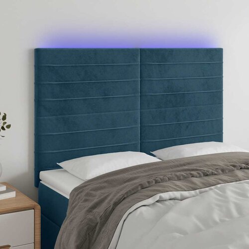  LED uzglavlje tamnoplavo 144x5x118/128 cm baršunasto Cene