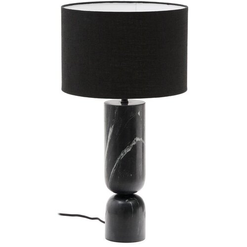 Kave Home Crna mramorna stolna lampa s tekstilnim sjenilom (visina 57 cm) Vex – Cijene