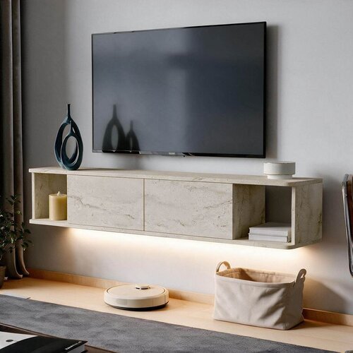 Hanah home TV komoda Twist LED, 160 cm, travertin Cene
