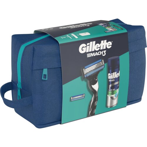 Gillette mach 3 brijač + dopuna + series gel 200ml sa neseserom Cene
