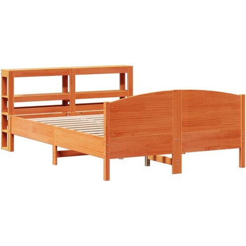 VidaXL Posteljni okvir z vzglavjem vo&amp;scaron;čeno rjava 150x200 cm borovina, (21304034) Slike