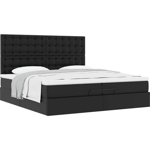 vidaXL Otomanski okvir kreveta s madracima crni 200x200cm umjetna koža Cijene