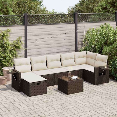 vidaXL 8-dijelni set vrtnih sofa s jastucima smeđi od poliratana Cijene