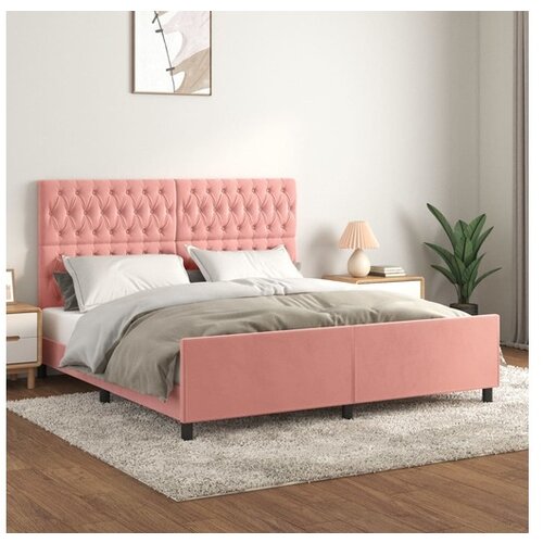 VidaXL Posteljni okvir z vzglavjem roza 180x200 cm zamet Slike