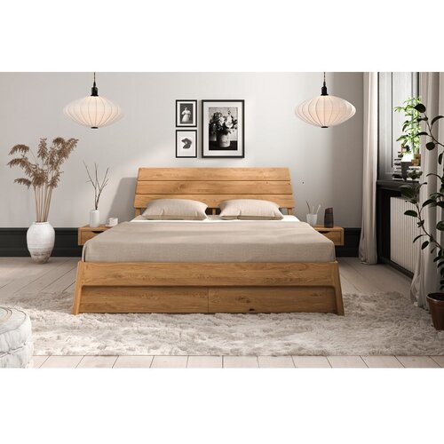 The Beds Zakonska postelja iz masivnega hrasta 180x200 cm v naravni barvi Twig &amp;ndash; Slike