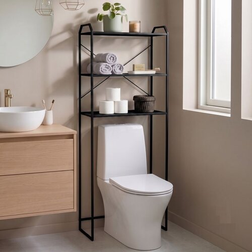 Hanah home Sola kupatilska polica iznad WC &amp;scaron;olje 52 &amp;times; 176 &amp;times; 25 cm, crna Slike