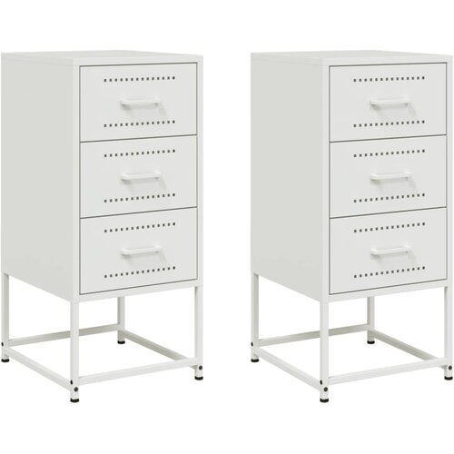 Maison Chic Dvo delni komplet Nočne omarice - Nočne mize bela 36x39x78 cm jeklo, (21686978) Slike