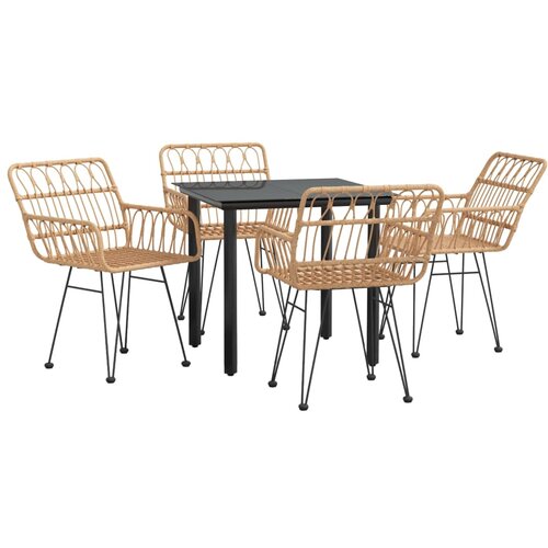  5-dijelni vrtni blagovaonski set od poliratana Smeđa Dužina stola 80 cm Slike