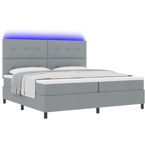 vidaXL Krevet s opružnom podlogom i madracem & LED svjetlom svjetlosive boje 200x200 cm Cene