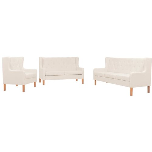  3-dijelni set sofa od tkanine krem bijeli Slike