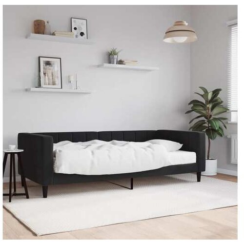 VidaXL Dnevna postelja z vzmetnico črna 90x190 cm žamet Slike