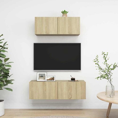  2-dijelni set TV ormarića boja hrasta sonome konstruirano drvo Smeđa Cene