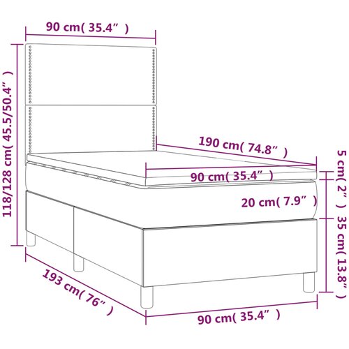  box spring s madracem LED plavi 90x190 cm od tkanine Slike