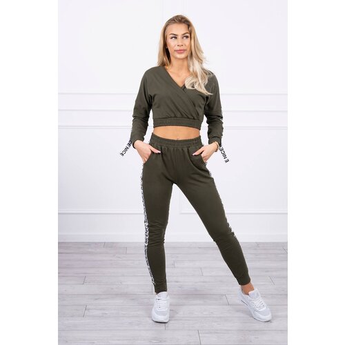 Kesi Set with decorative khaki stripes Slike