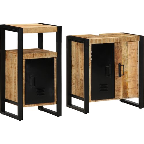 VidaXL Komplet pohi&amp;scaron;tva za kopalnico 2 pcs Rjava Trd, grob mango les Slike