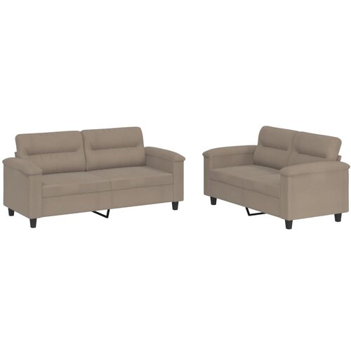  2-dijelni set sofa s jastucima smeđesivi od mikrovlakana Slike