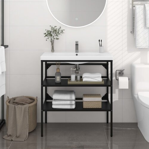 VidaXL Okvir za kupaonski umivaonik crni 79 x 38 x 83 cm željezni Slike
