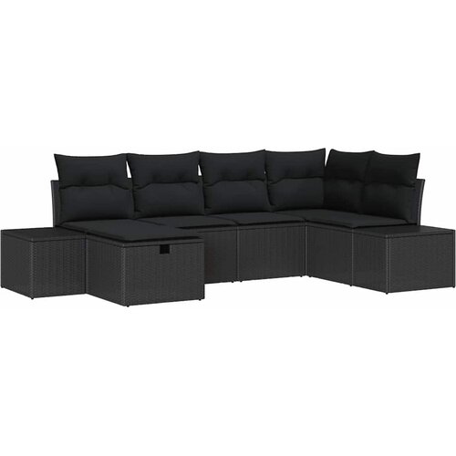  Sjedeća garnitura za vrt 6 kom. Crna poliratan 264 x 154 x 85 cm Slike