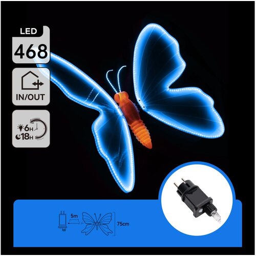 Aigostar LED spolja&scaron;nja dekoracija 468xLED 75 cm IP44 leptir/plava Cene