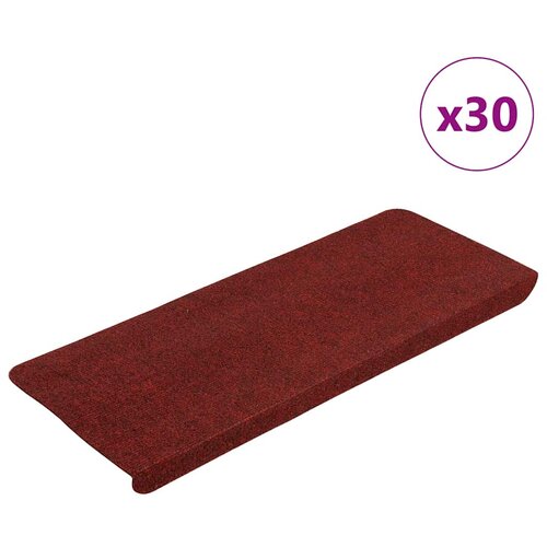 VidaXL Preproge za stopnice samolepilne 30 kosov rdeča 65x24,5x3,5 cm Slike