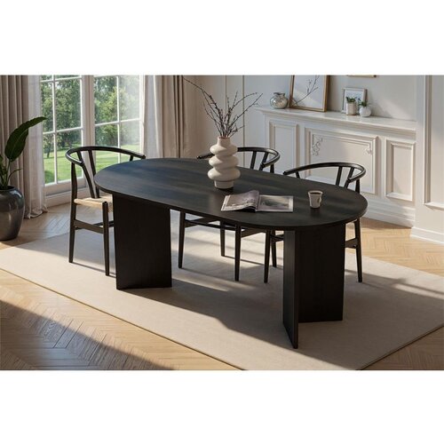 Hanah home Sablin - Wood Black Wood Black Dining Table Cene