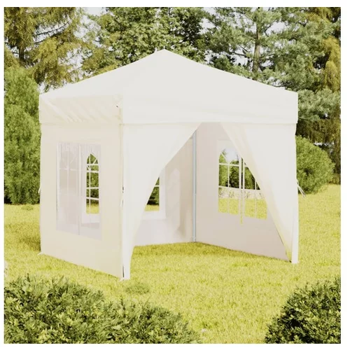  Zložljiv vrtni šotor s stranicami krem 2x2 m