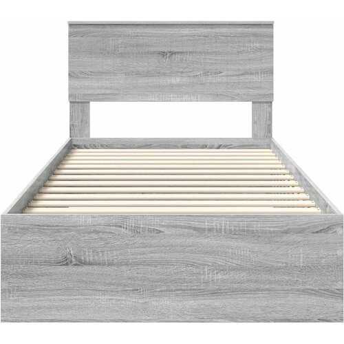  Krevetna konstrukcija s ladicama Siva Sonoma 100 x 200 cm Slike