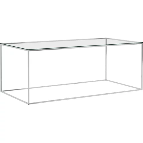 vidaXL Klubska mizica srebrna 120x60x45 cm nerjaveče jeklo in steklo