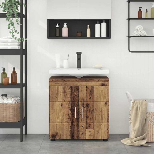 VidaXL Ormarić za umivaonik s pohranom Staro drvo 60 x 34 x 63 cm Slike