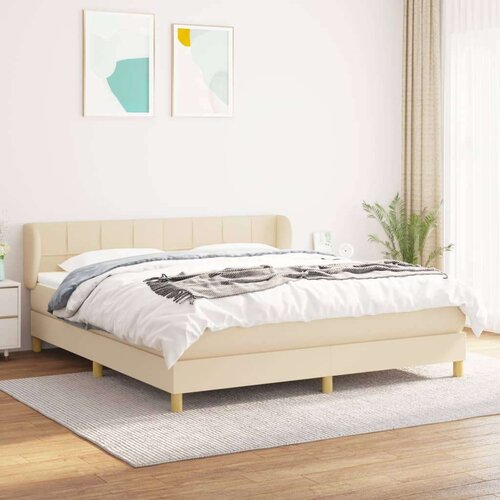  Krevet s oprugama i madracem krem 180x200 cm od tkanine Cijene
