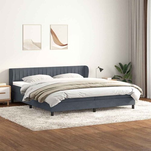 vidaXL Boxspring postelja z vzmetnicami temno siva 180x220 cm žamet Cene