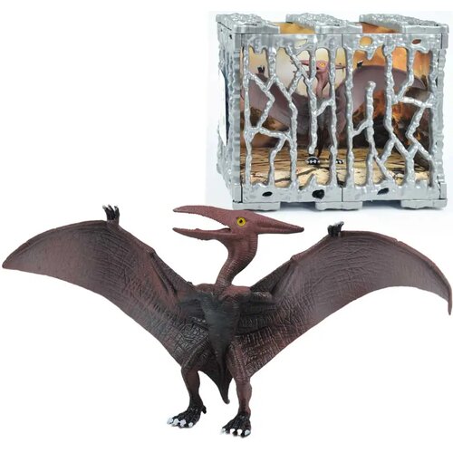Magic Toys Dino World: S podrobnostmi bogato izdelana 20 cm velika figurica dinozavra Pterozavra v kletki Cene
