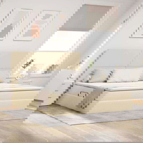  Krevet S LED lampica s uzglavljem Krema 180 x 200 cm tkanina Cijene